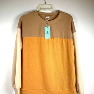 New color block ribbed buttery soft long-sleeve pullover
